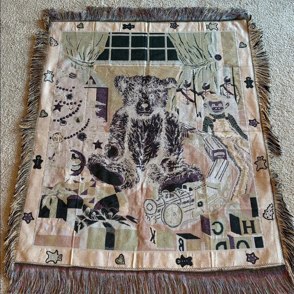 Bear Tapestry Throw Blanket Woven Christmas Teddy Scene‎ Size 50